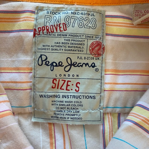 Pepe Jeans Kids stripped Collared Long Sleeve Cotton Shirt - size small boys - Picture 4 of 10